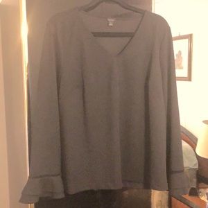 Ann Taylor bell sleeve shirt with velvet ribbon